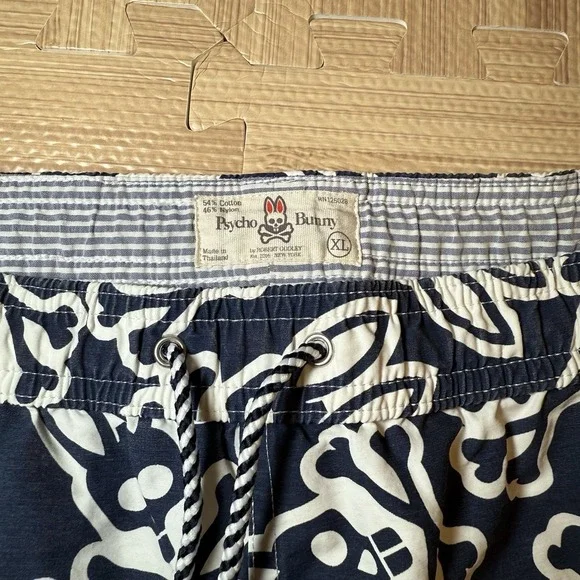 Psycho Bunny Blue Swim Trunk Shorts All-Over-Print Logo Size XL - Picture 4 of 12